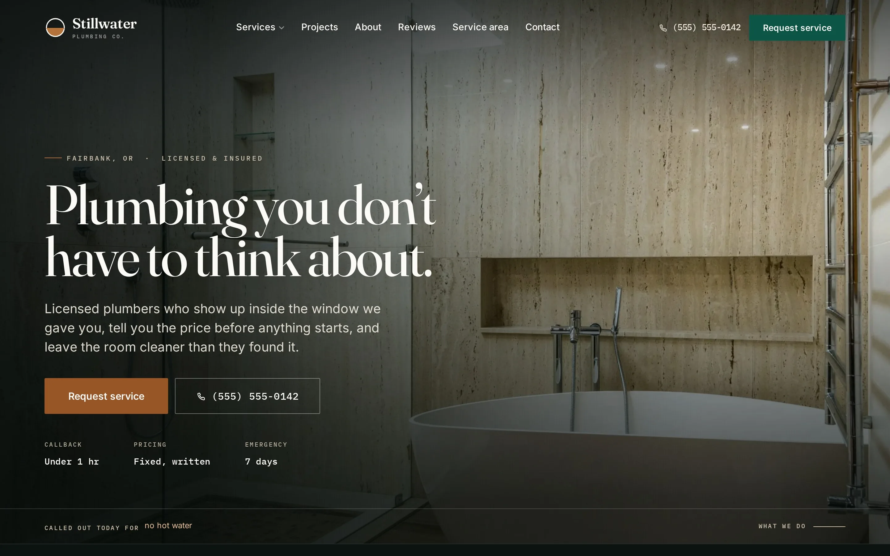 Stillwater Plumbing Co. — homepage, desktop