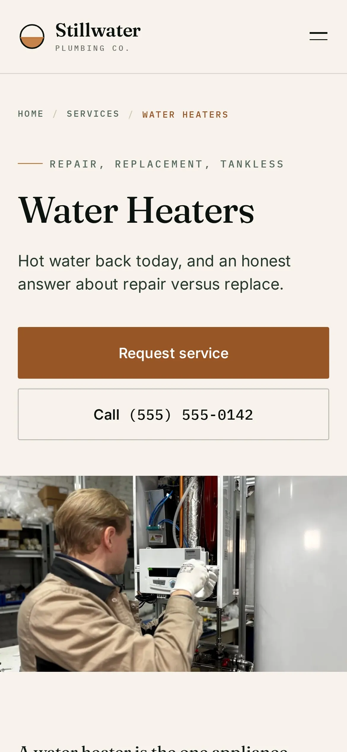 Stillwater Plumbing Co. — service page, mobile