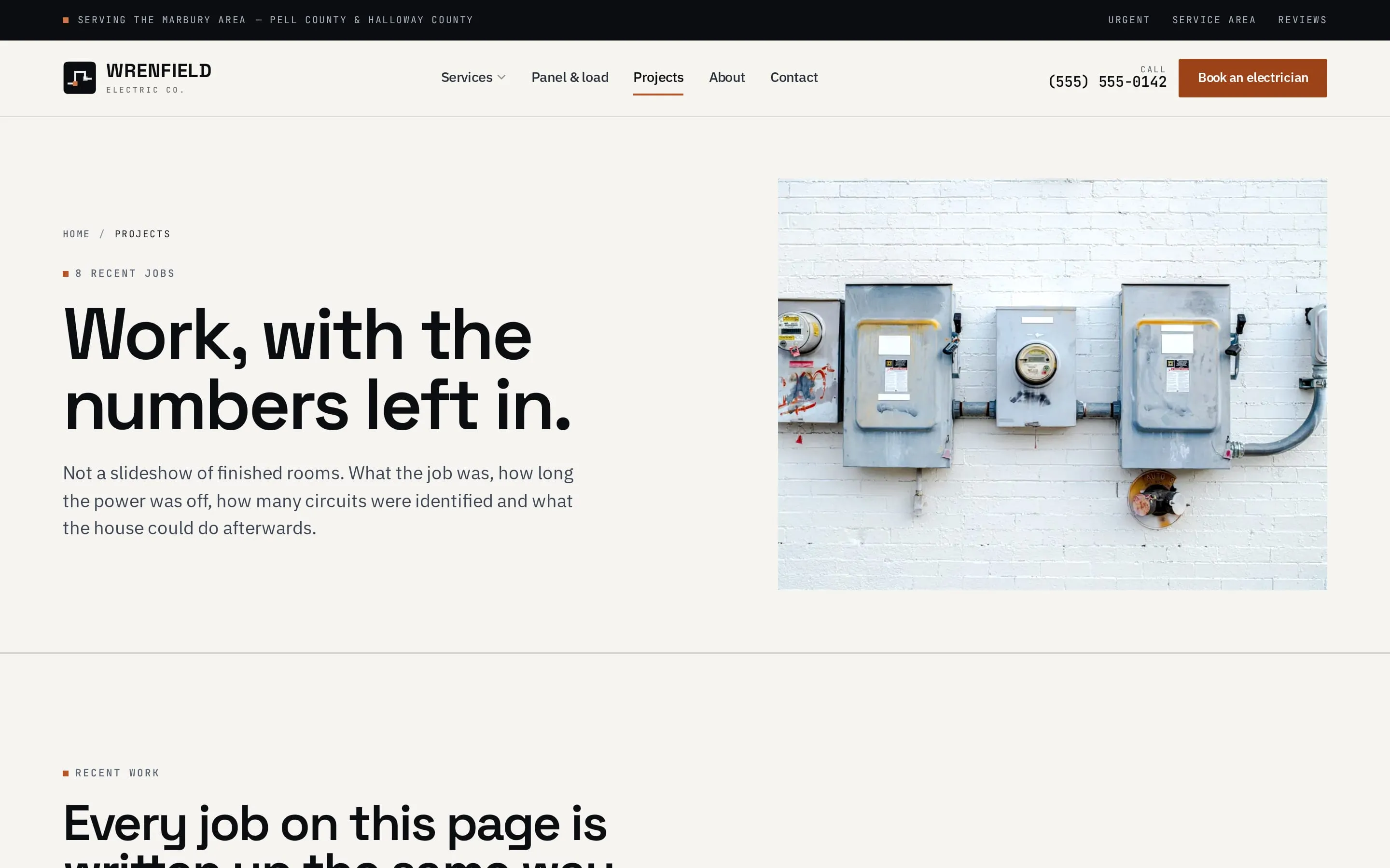 Projects — eight jobs with the hours, the circuits and the photographs counted
